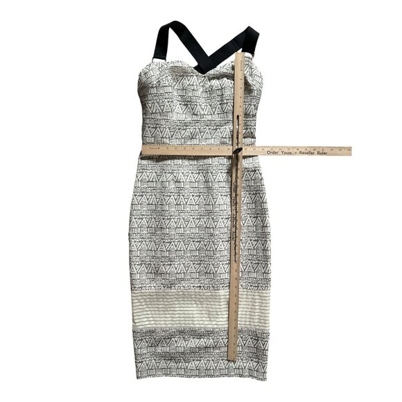Rachel Roy Womens Midi Dress 2 Geometric Print Strappy Cross Back Detail Formal - Picture 6 of 6